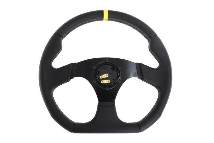 Steering wheel SLIDE 350mm offset:25mm Leather Yellow Steering wheel SLIDE 350mm offset:25mm Leather Yellow