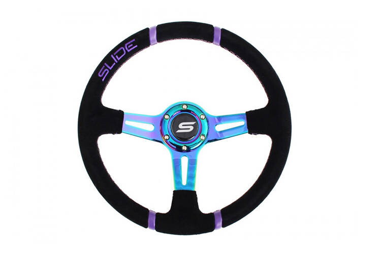 Steering wheel SLIDE 350mm offset:45mm Suede NeoChrome Steering wheel SLIDE 350mm offset:45mm Suede NeoChrome