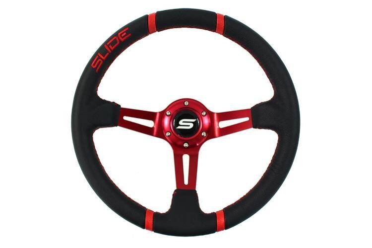 Steering wheel SLIDE 350mm offset:90mm Leather Red Steering wheel SLIDE 350mm offset:90mm Leather Red