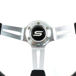 Steering wheel SLIDE 350mm offset:90mm Leather Silver Steering wheel SLIDE 350mm offset:90mm Leather Silver