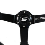 Steering wheel SLIDE 350mm offset:90mm Leather Silver Strip Steering wheel SLIDE 350mm offset:90mm Leather Silver Strip