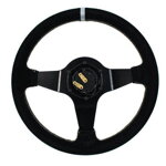 Steering wheel SLIDE 350mm offset:90mm Suede Silver Strip Steering wheel SLIDE 350mm offset:90mm Suede Silver Strip