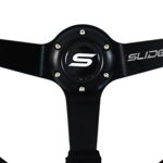 Steering wheel SLIDE 350mm offset:90mm Suede Yellow Strip Steering wheel SLIDE 350mm offset:90mm Suede Yellow Strip